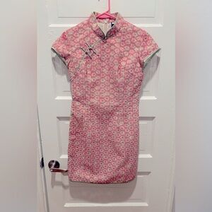 Pink Floral Qipao Dress